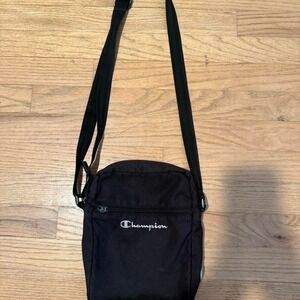 Champion Womens Black Crossbody Bag Minimalist Canvas Shoulder Bag Small Zip